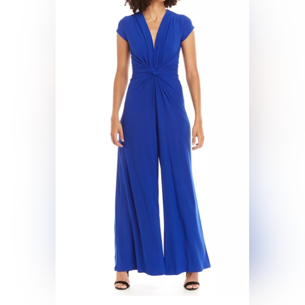 Vince Camuto Royal Blue Knot-Front Jumpsuit Women's Size L NWT